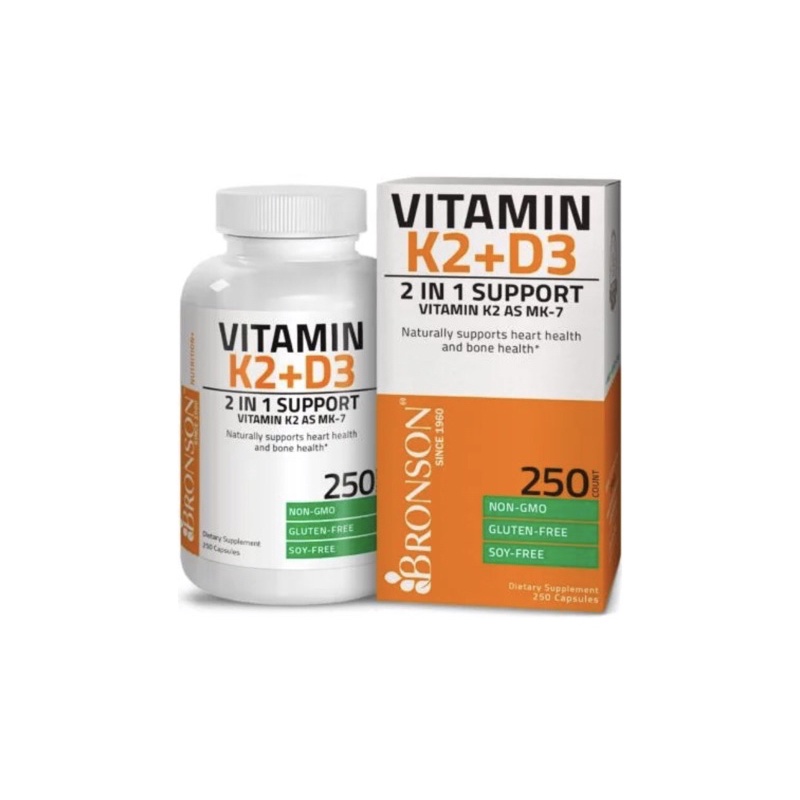 Bronson Vitamin K2 MK-7 Plus Vitamin D3 - 250 Capsules