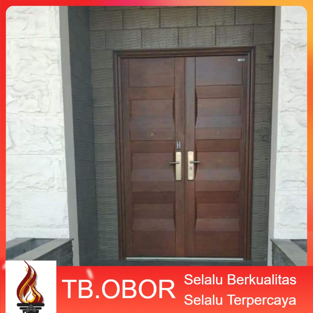 Pintu Baja Fortress JBS Prime Elite Premium Minimalis Modern Motif Urat Kayu Original Tipe 01