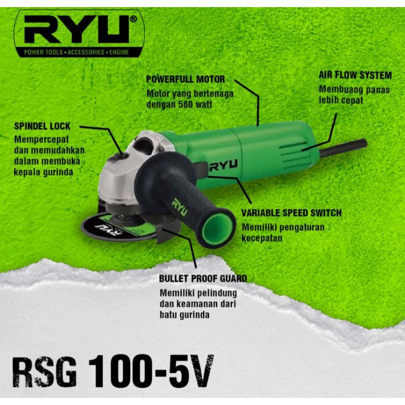 RYU RSG 100-5V Gerinda Tangan 4&quot; Variable Speed