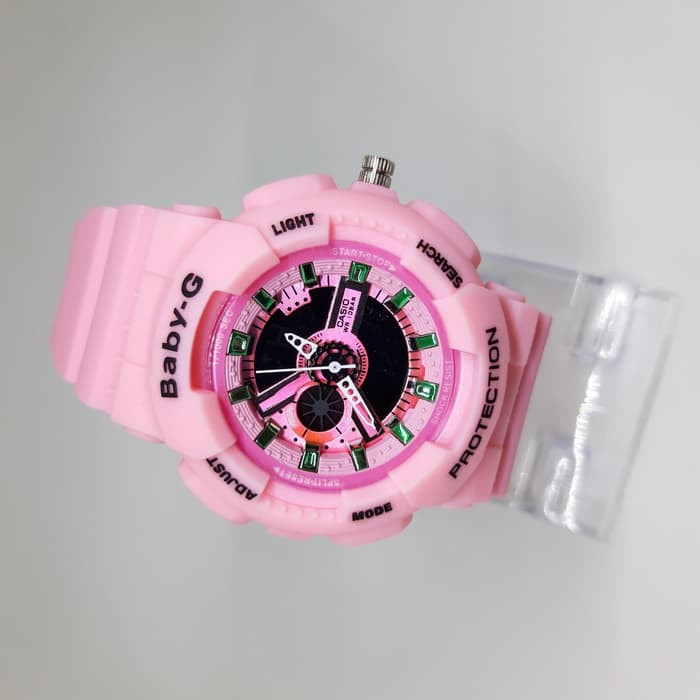 NEW JAM TANGAN WANITA CASIO G-SHOCK BABY-G BGA 110 BLACK PINK GLOSSY - PINK HITAM