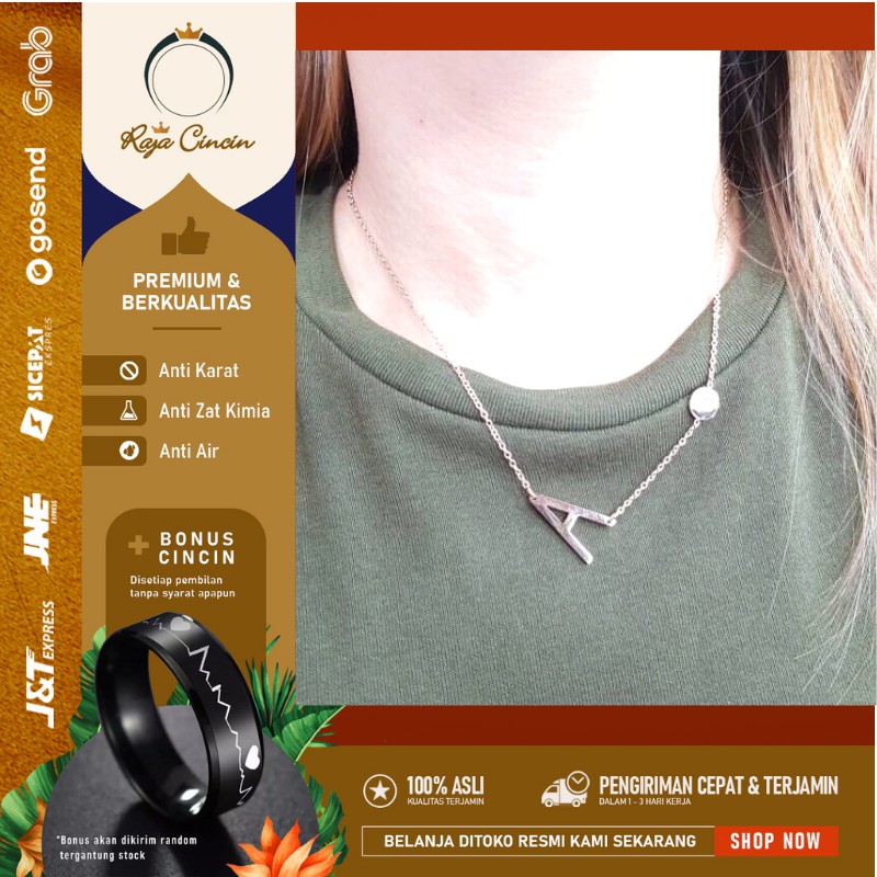 Kalung Huruf Titanium Anti Karat Nama Inisial Nagita Slavina Super Premium 02D0