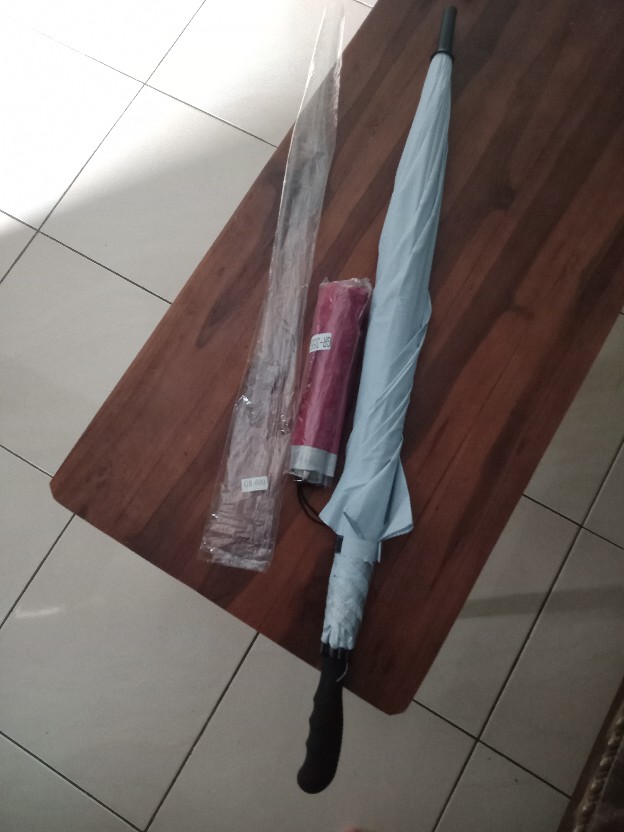 Payung Lipat 4 Lapis Silver Anti Uv Gagang Chrome Warna Cerah Orange Biru Merah Abu Payung Polos