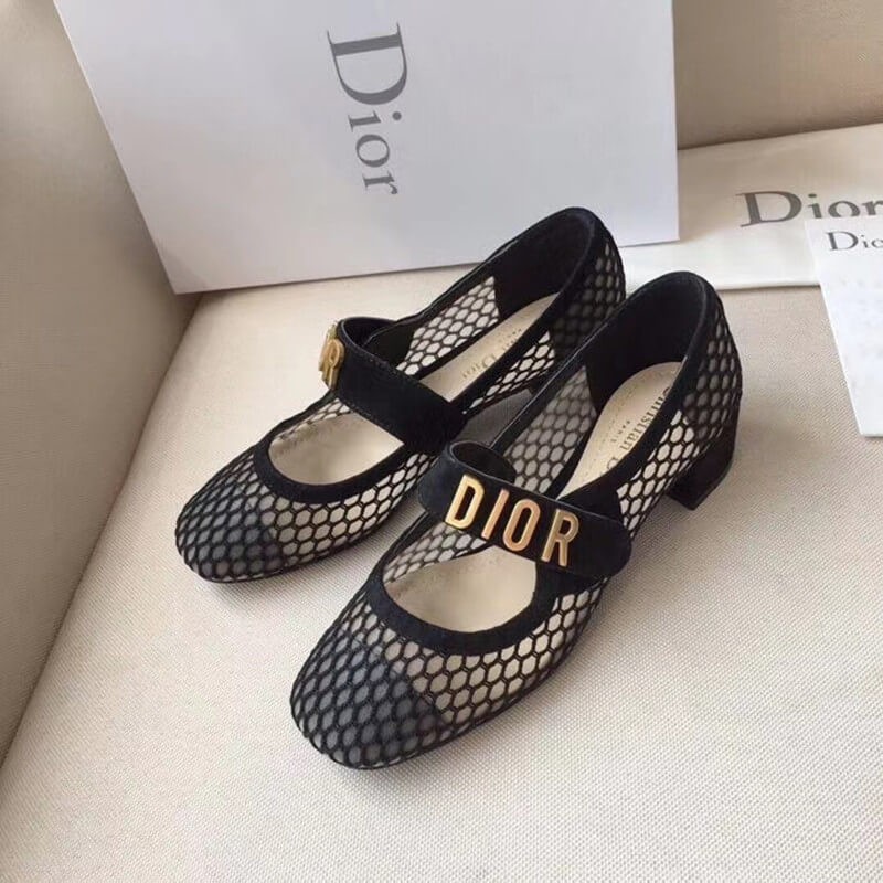 Sepatu DIOR Ballet Pump Baby-D Mesh sepatu heel wanita vintage