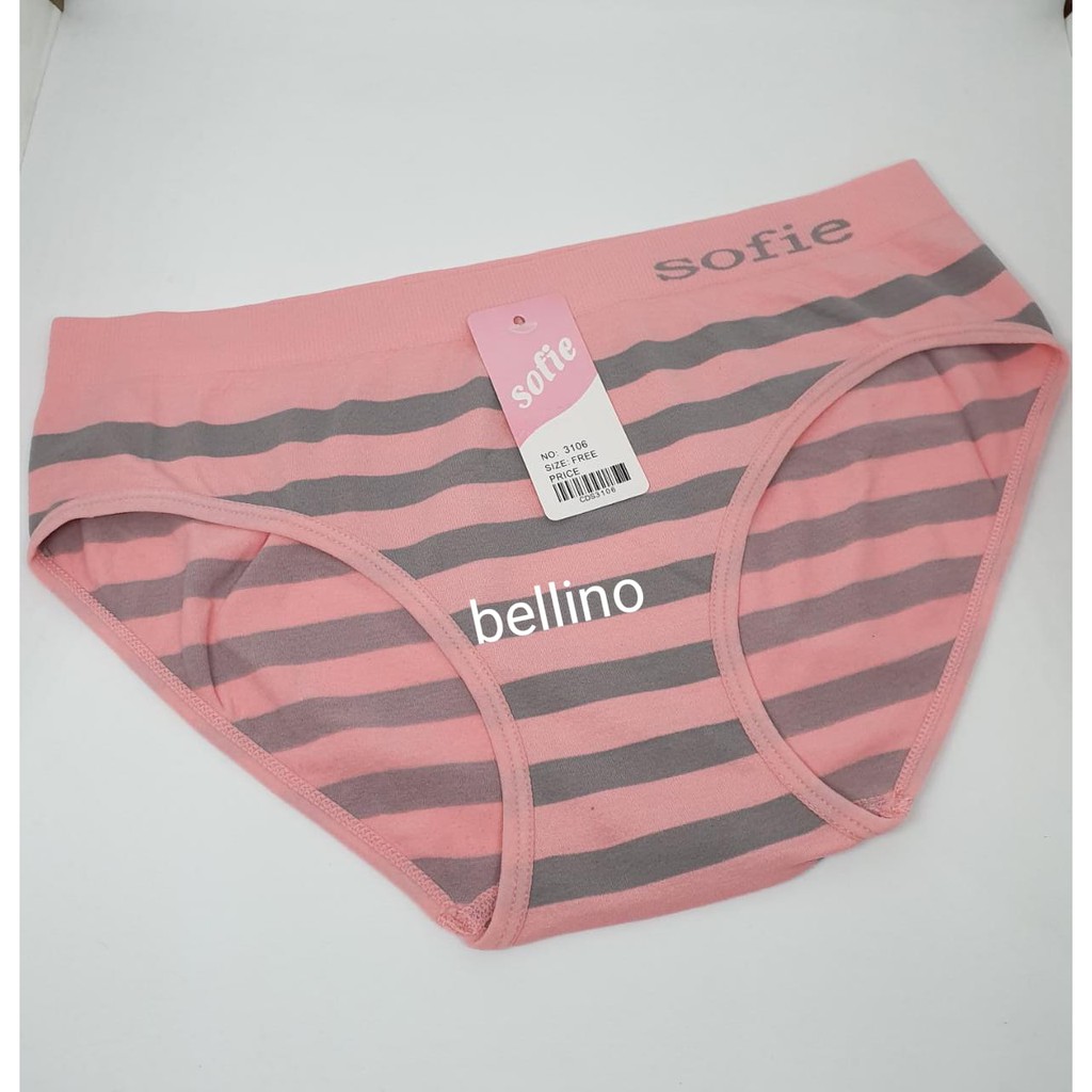 1 Buah Cd Wanita Sofie 3106 Jumbo fit XXL 3L Pakaian Dalam Cewek Rajut Motif Garis Muat Besar Underwear Kancut Jumbo Celana Dalam Wanita