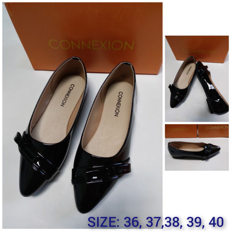SEPATU FLAT SHOES CONNEXION ORIGINAL WANITA BRANDED  WARNA HITAM SIZE 38 CONNEXION