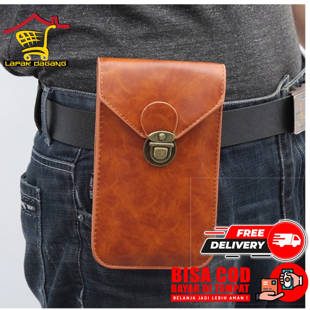 Tas Pinggang Hp Pria Kulit Tactical Original Anti Air Cowok Murah Import