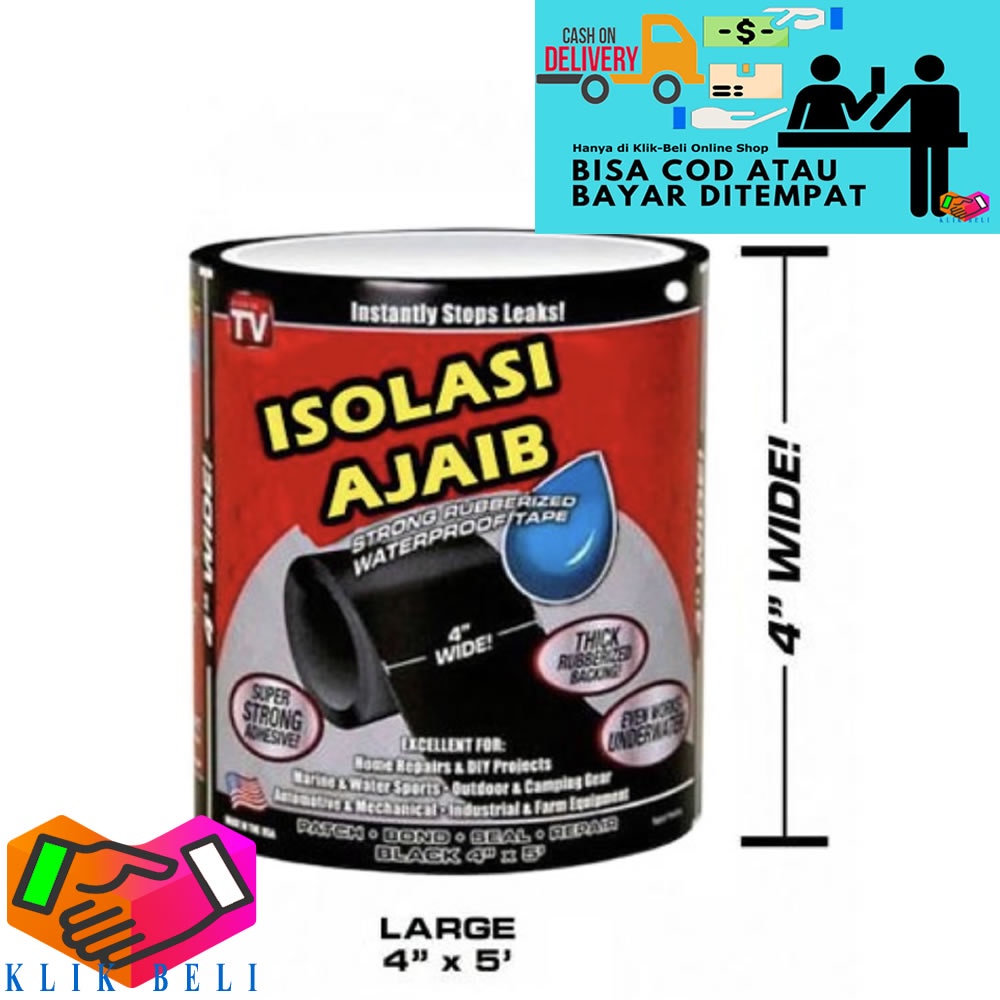 Flex Tape 4x5m Lakban Isolasi Rubberized Hitam Anti Bocor Super Perekat Waterproof Penambal Perekat Kaca Pipa