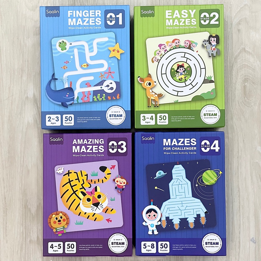 Saalin Maze Wipe Clean Activity Card mainan montessori black board papan tulis anak bisa dihapus