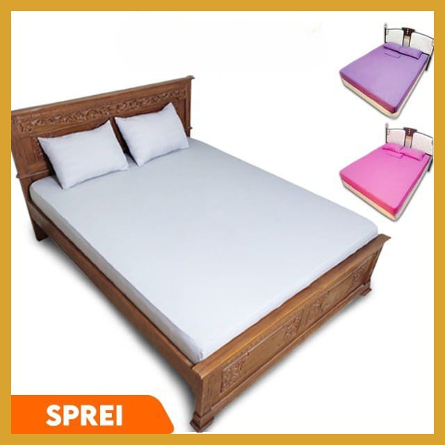 Sprei Polos Single Double Sprei Homemade Polos Anti Luntur Sprei Embos Bahan Halus Adem Nyaman Ukuran 160 180 200 Goshop88