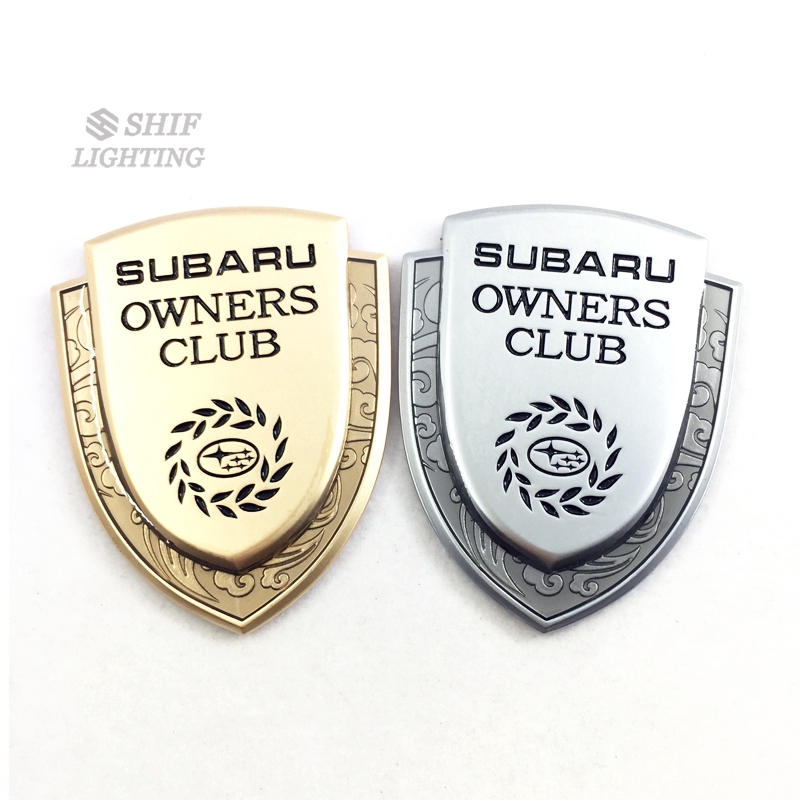 1pc Stiker Emblem Logo Subaru Owners Club Bahan Metal Warna Emas Untuk Dekorasi Mobil Subaru