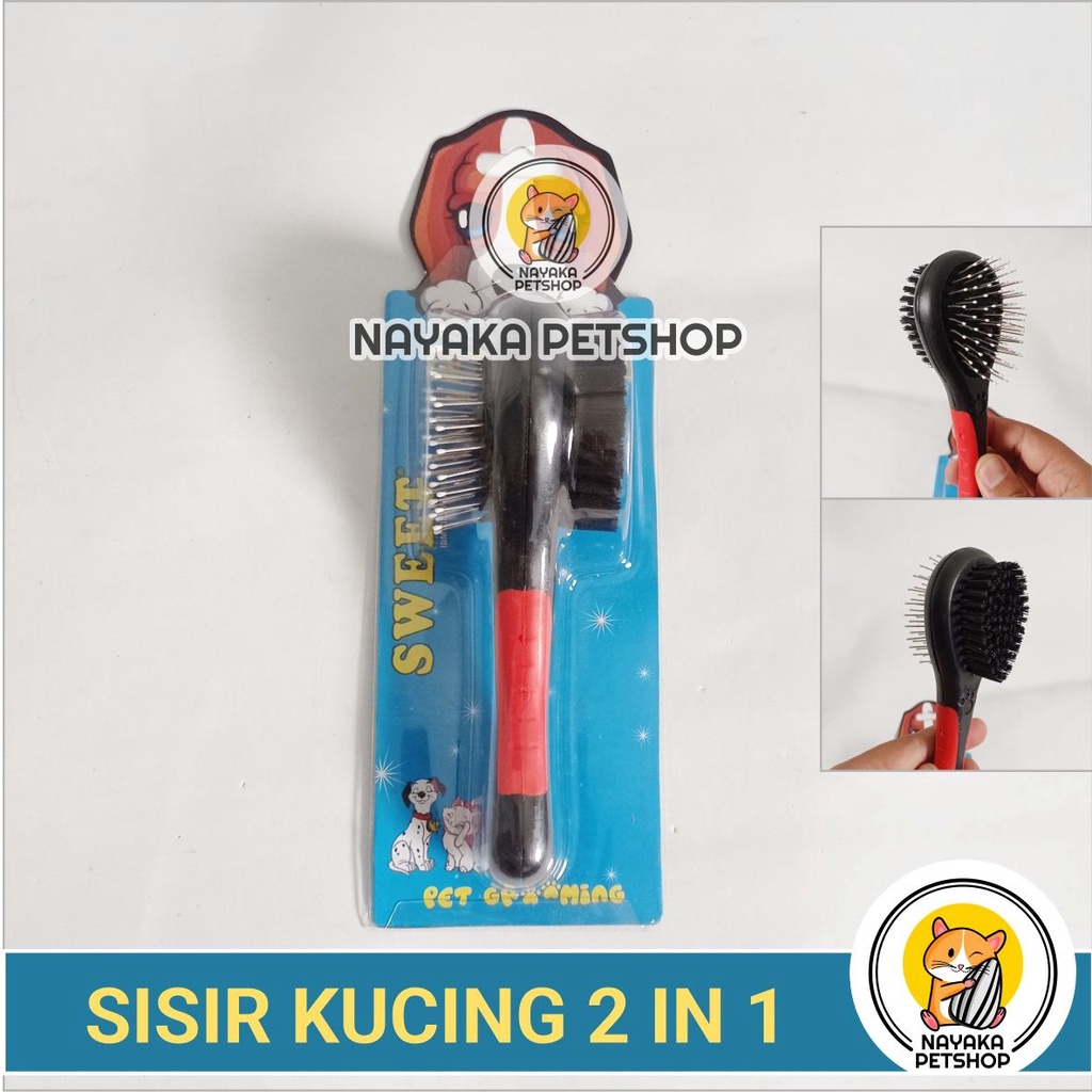 Sisir Kucing 2 In 1 Grooming Sikat Bulu Rontok Kelinci