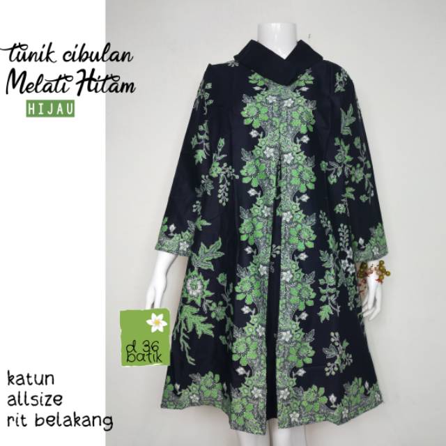 Tunik Cibulan Melati Hitam atasan Baju batik wanita seragam