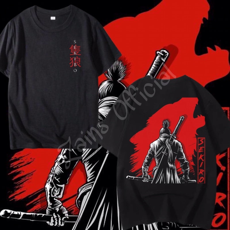 KAOS DISTRO SEKIRO SHADOWS DIE TWICE - Baju JAPAN ANIME WIBU KARTUN CARTOON / TSHIRT / HITAM / DEWAS