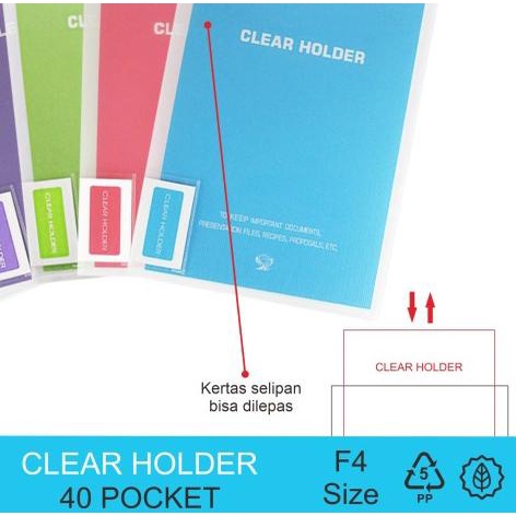 

☻ Map Document Keeper/Clear Holder Noon Color 40 Pckt E 328 - Hijau ➫