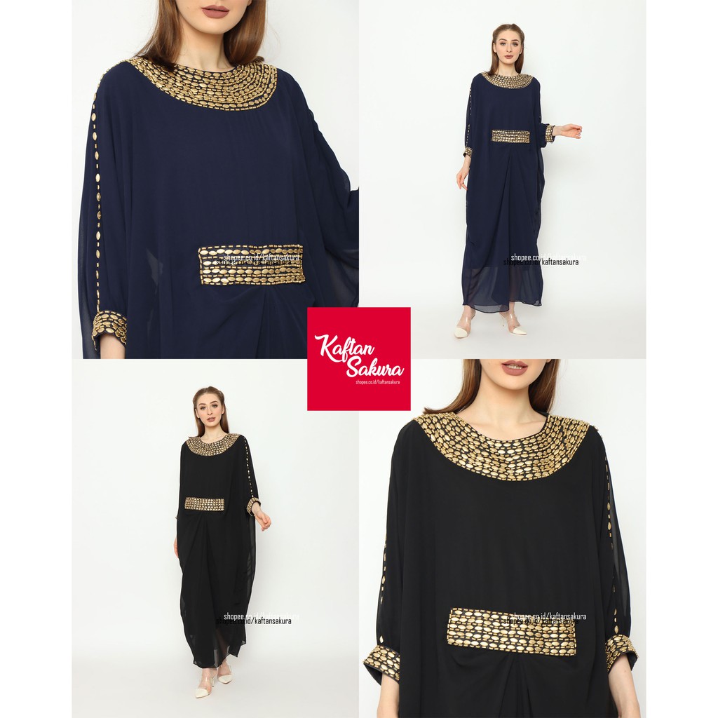 Kaftan Payet Mewah Kaftan Payet Lebaran Terbaru Syari warna Hitam