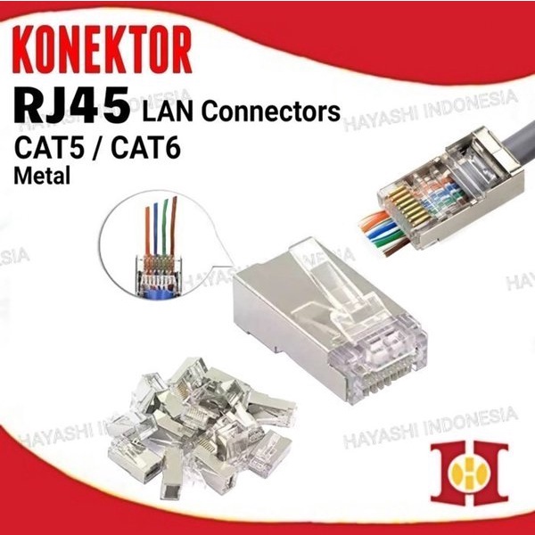 Konektor Jek Internet RJ45 8P8C Connector LAN Networking RJ 45 Cat 5 6-20 PCS