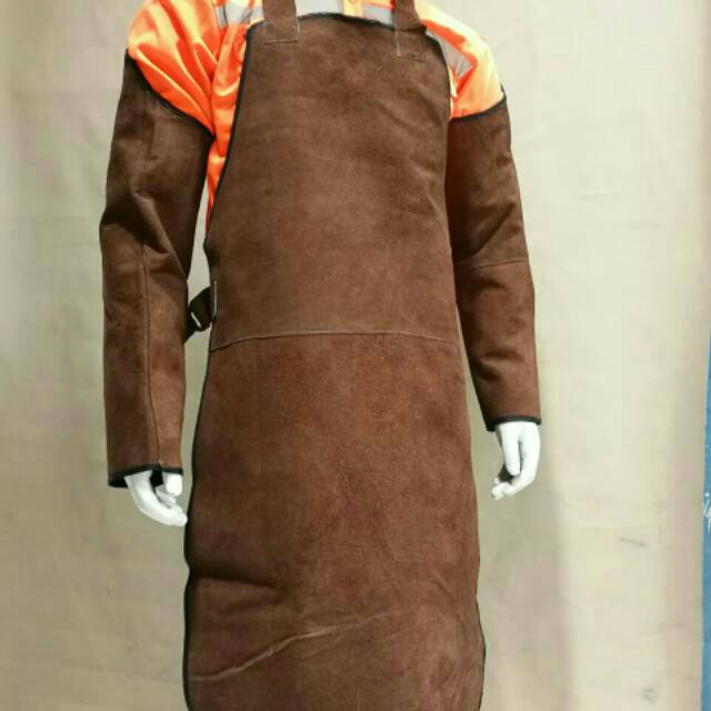 Apron Dada Kulit Set lengan/ clemek las bahan kulit asli