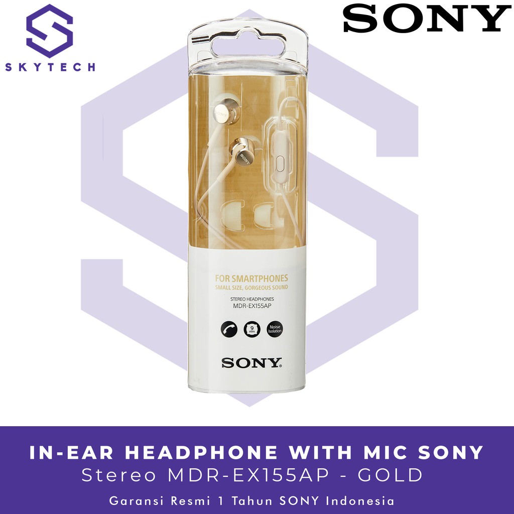 EARPHONE SONY MDR EX155AP GOLD ORIGINAL GARANSI RESMI