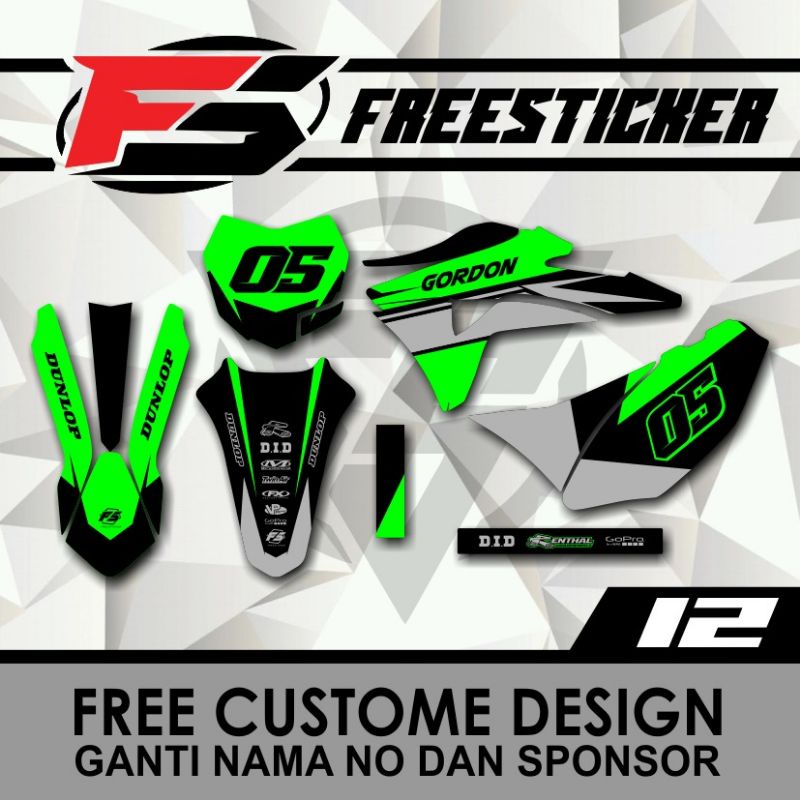 DECAL KLX GORDON HIJAU ABU