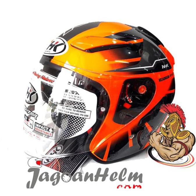 ●TERMURAH● NHK HELM R1 OCTARIUM | BLACK ORANGE FLUO | DOUBLE VISOR KORTING