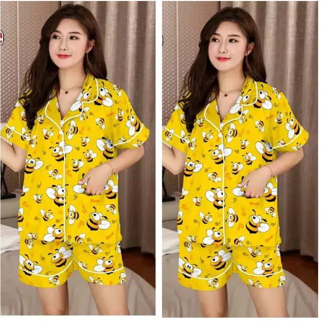 PIYAMA WANITA / BAJU TIDUR DEWASA / BAJU TIDUR WANITA MOTIF LEBAH / HP