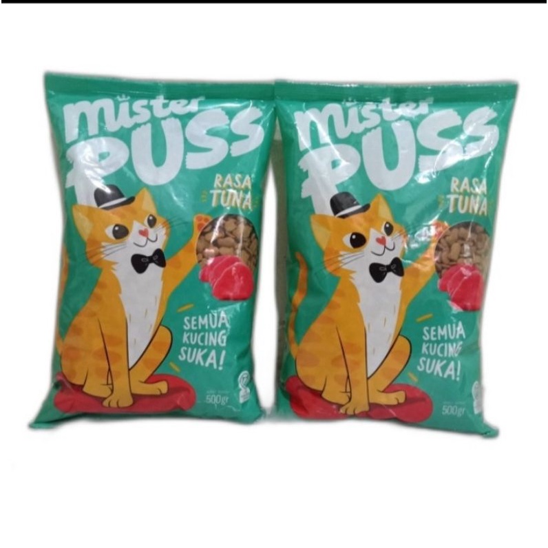 ( PAKET 2PCS ) MAKANAN KUCING ADULT MISTER PUSS RASA TUNA 500gr