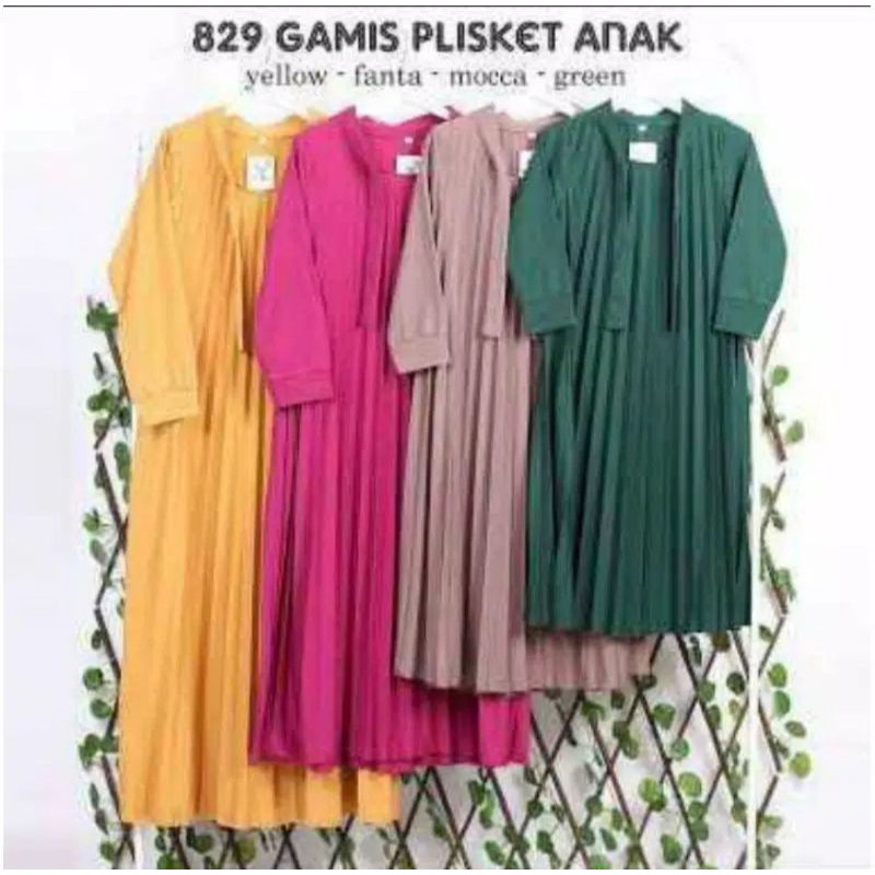 GAMIS PLISKET ANAK PEREMPUAN 3-10 TAHUN / GAMIS ANAK / BAJU MUSLIM ANAK