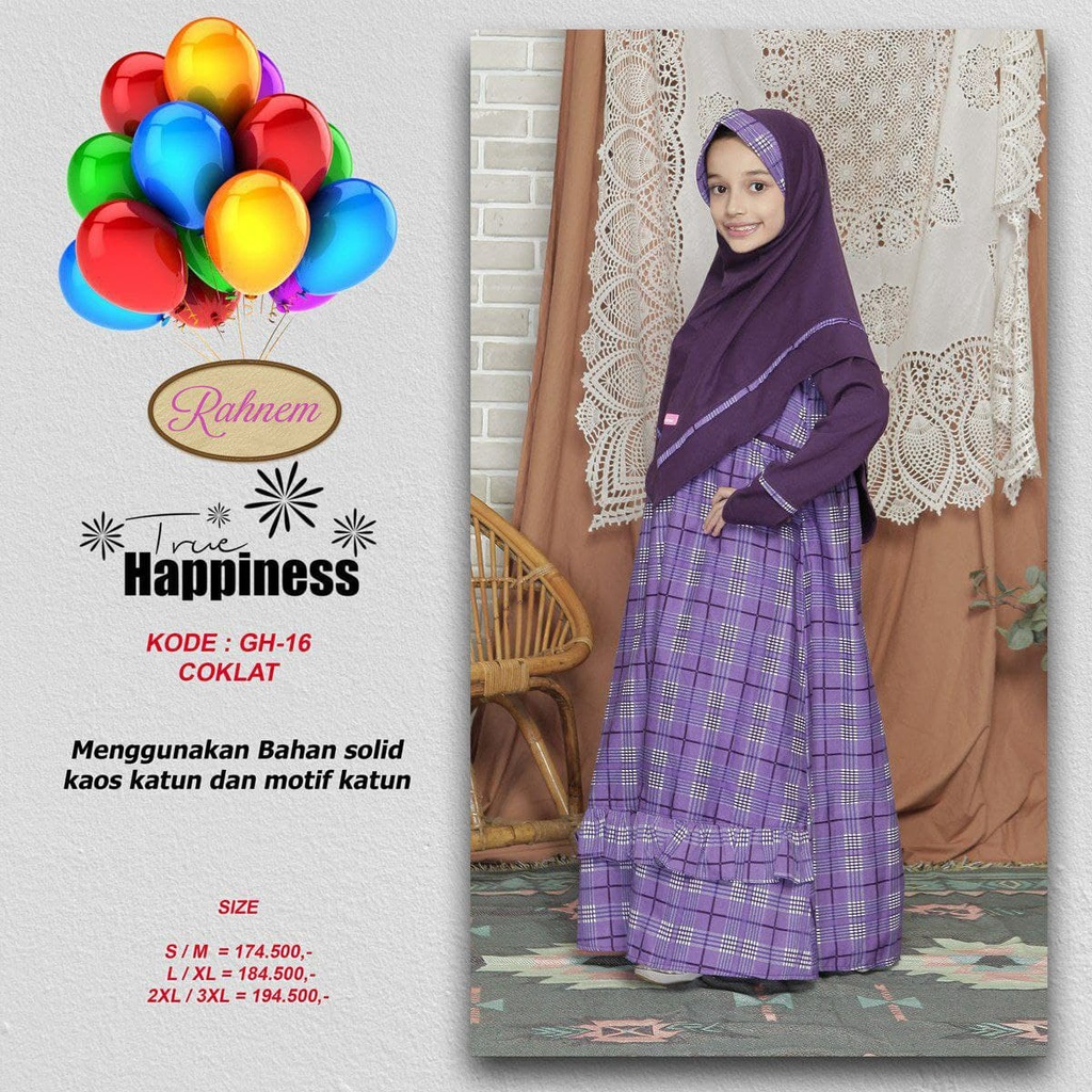 Gamis Anak Perempuan /  Rahnem Gh - 16 / Fashion Muslim