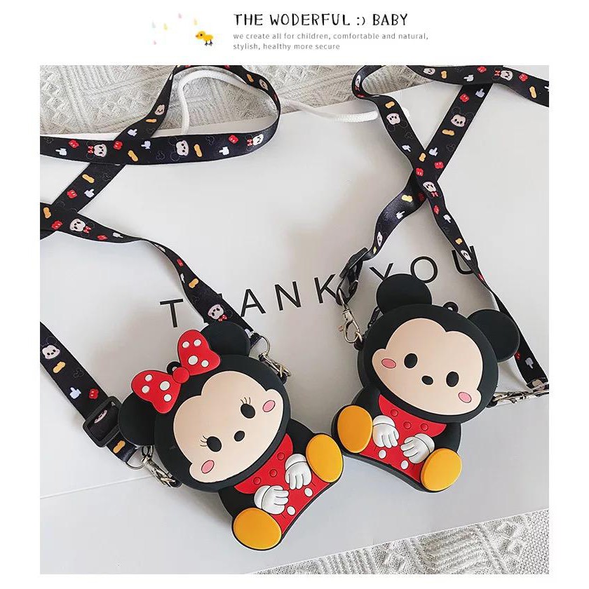 tas slempang kecil jelly silicon mickey minnie kitty