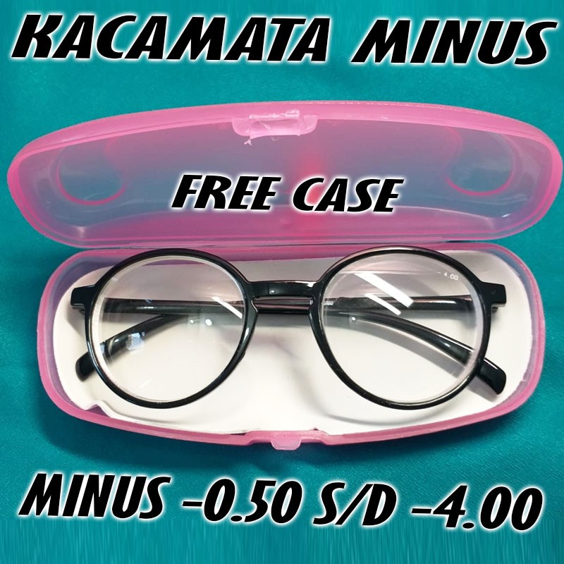 Kacamata Minus Pria dan Wanita Ukuran 0.50-4.00 + FREE CASE- Kacamata lensa rabun jauh