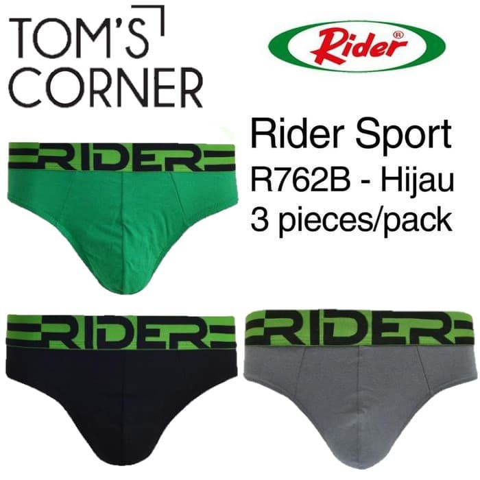 Celana dalam pria Rider 762 HIJAU | ISI 3 |CD ONLINE | FITNESS SPORT - Seperti Gambar, M