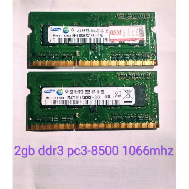 Ram Laptop Samsung 2gb 1Rx8 ddr3 pc3-8500s-07-10-zzz 1066mhz 1067mhz pc-8500 pc3-8500 notebook 8500