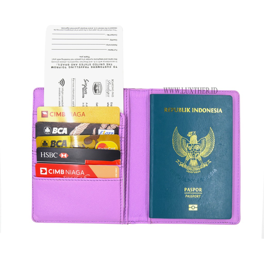 LUXTHER - Passport Flip / Passport Saffiano / tempat passport / passport cover / dompet wanita