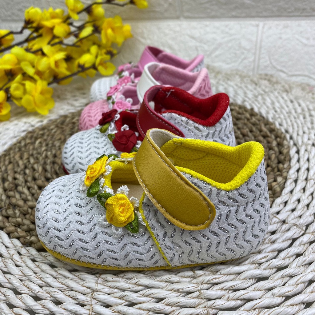 SEPATU PREWALKER BABY BAYI PESTA ANAK PEREMPUAN PAYET BUNGA 0-12 BULAN XP01