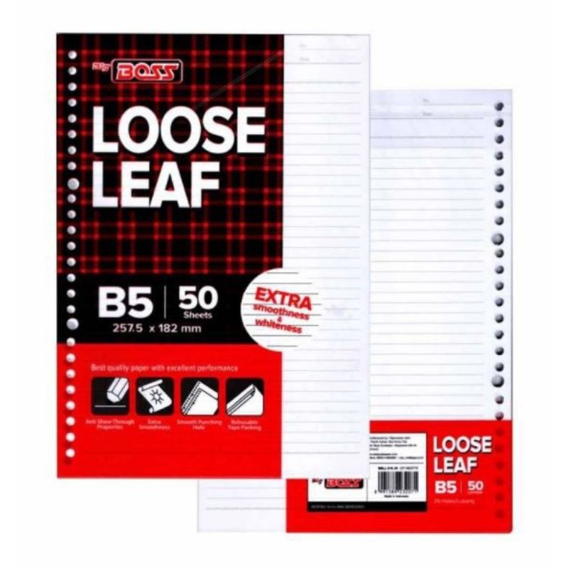 

Loose Leaf Big Boss B5 50 lembar 26 holes