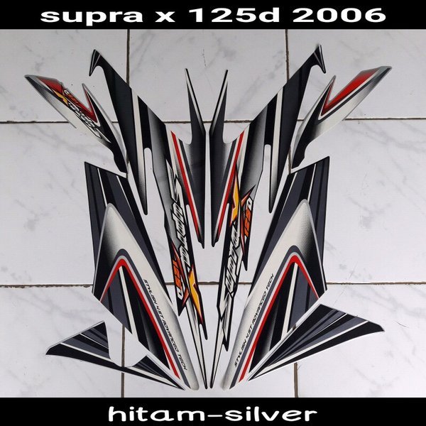 stiker motor supra x 125d 2006 hitam-silver