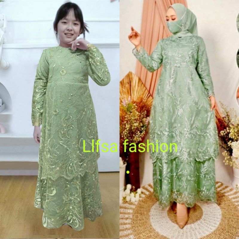 (TERMURAH)GAMIS MAXI CERIA/GAMIS BRUKAT TILE  COUPLE ANAK DAN IBU