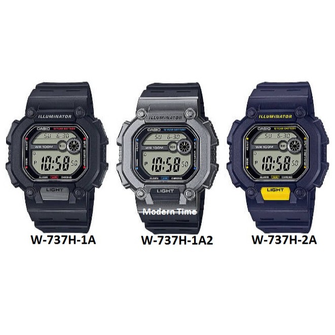 Casio Original W-737H- Series 1AVDF - 1A2VDF - 2AVDF Jam Tangan Pria Digital Karet