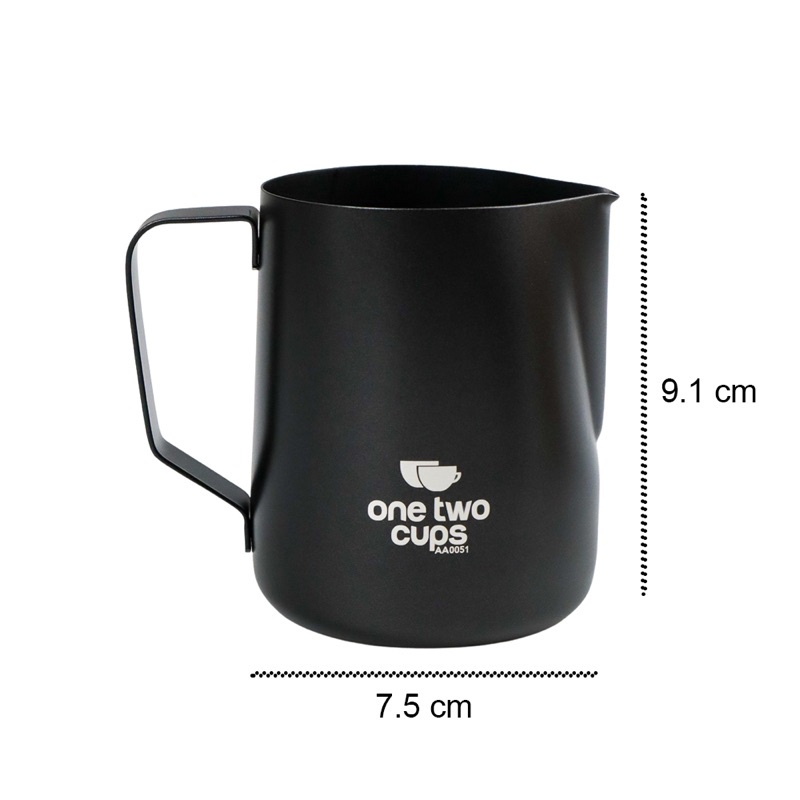 One Two Cups Gelas Milk Jug Kopi Espresso Latte Art Stainless Steel 350ml - AA0051 - Black