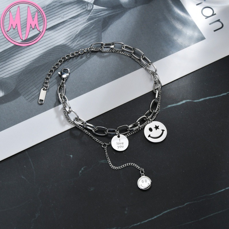 MORYMOSHI B469 Gelang Wanita Titanium Stainless Smile Anti Karat Anti Luntur Fashion Korea