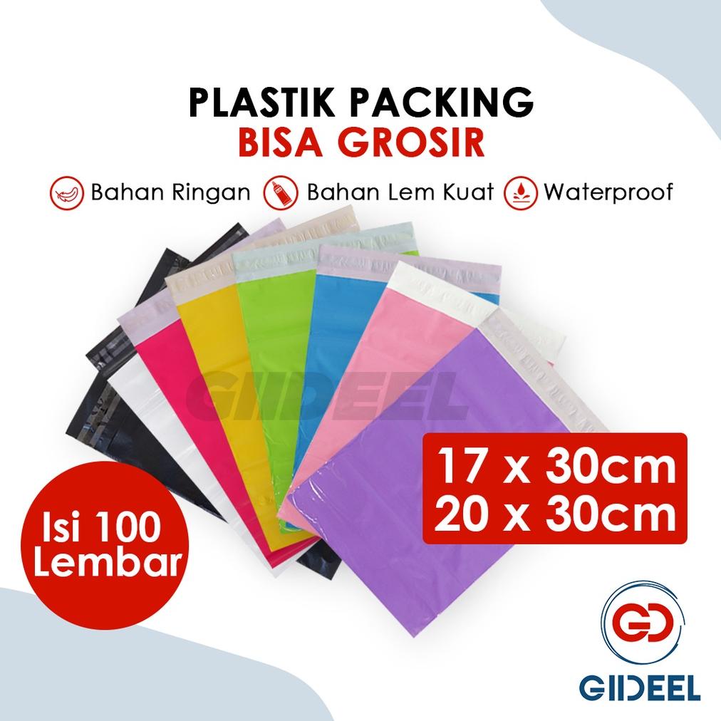 

((BISA COD)) GIIDEEL PLASTIK POLYMAILER IMPORT 17x30 CM dan 20x30 CM BERWARNA ISI 100 LEMBAR TEBAL 100% BERKUALITAS