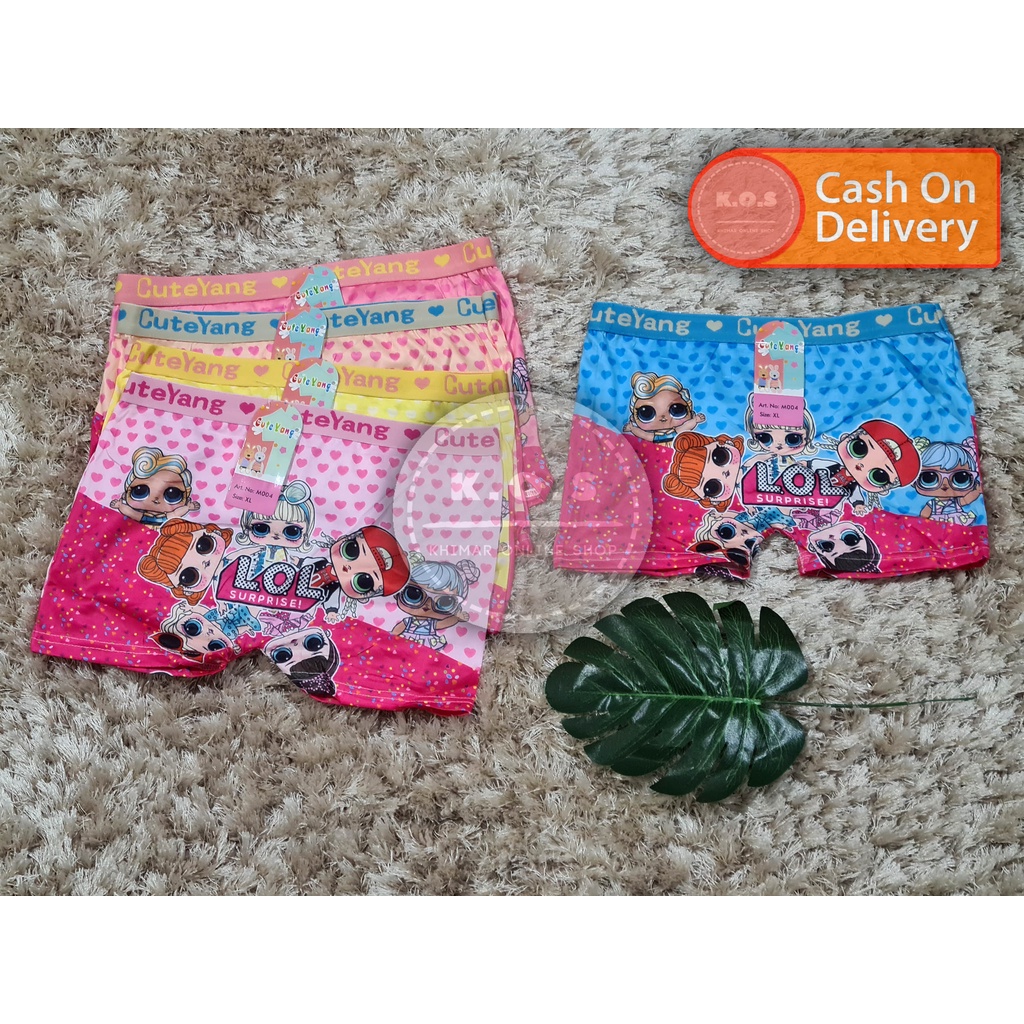 Celana dalam anak perempuan boxer anak cewek karet lebar motif kartun size m,l,xl