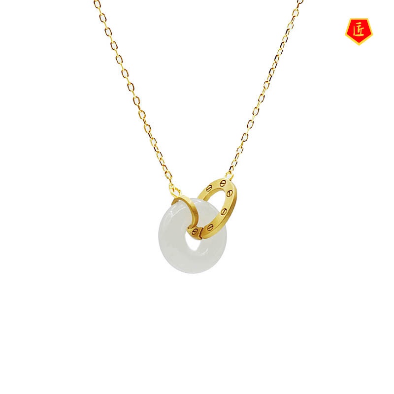 [Ready Stock]Hetian Jade Peace Buckle White Jade Pendant Fashion Elegant Graceful