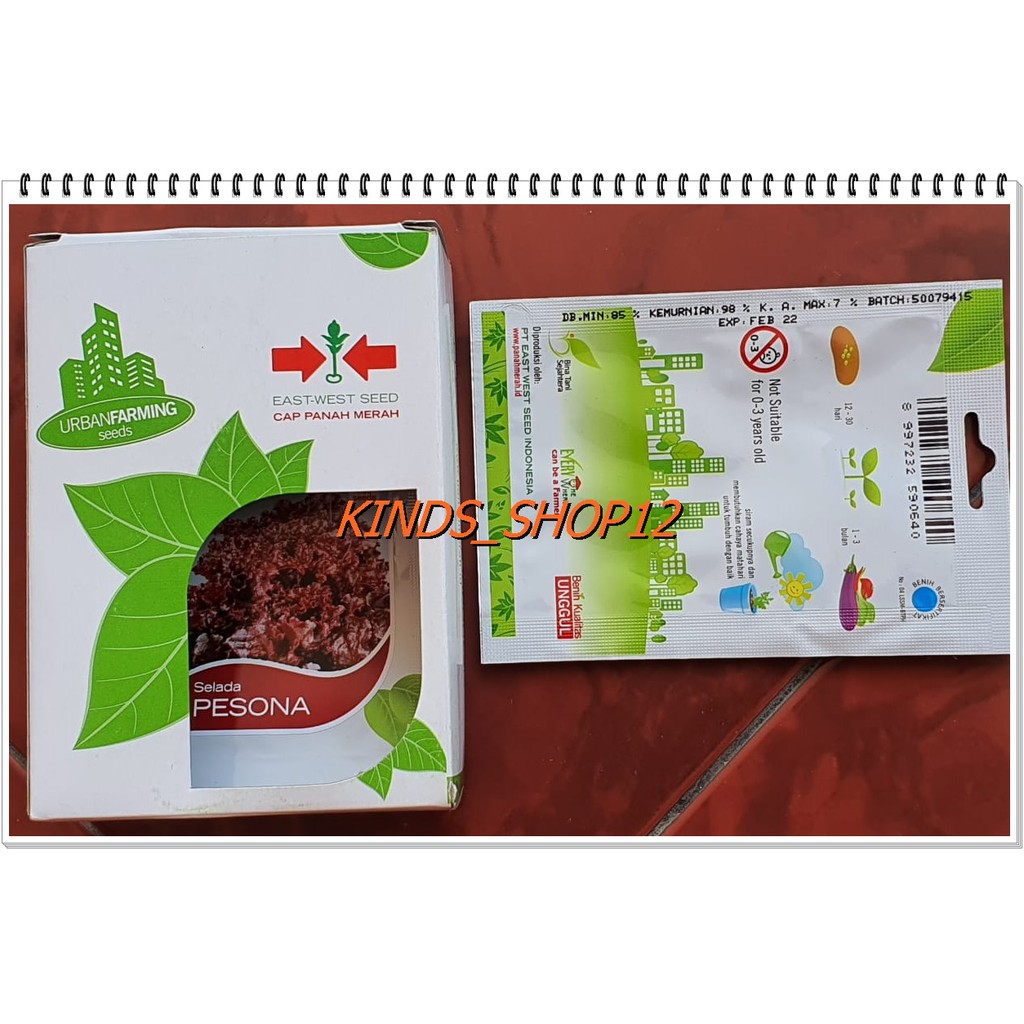 benih bibit selada merah pesona cap panah merah personal pouch