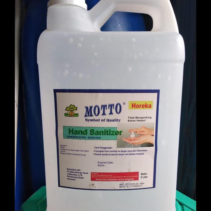 Hand Sanitizer Motto 5liter Kemenkes Registered Po Shopee Indonesia