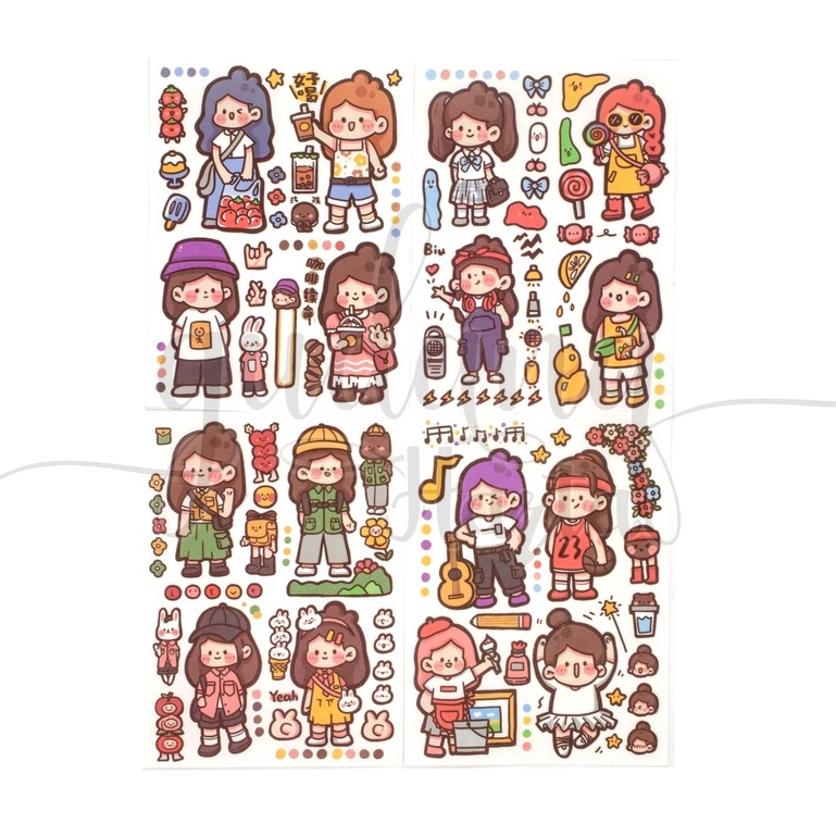 Stiker Jornal Girls Day Sticker Motif Lucu Deco Stiker DIY GH 303834