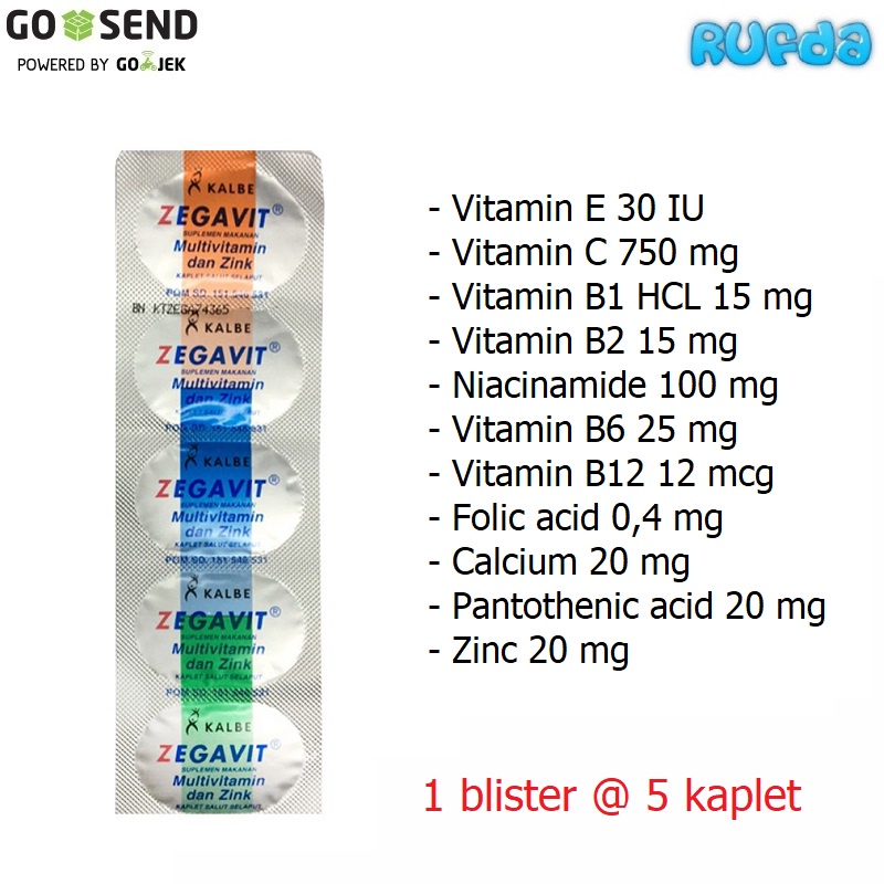 Zegavit 1 Blister Suplemen Multivitamin dan Mineral 5 Kaplet Kalbe Farma