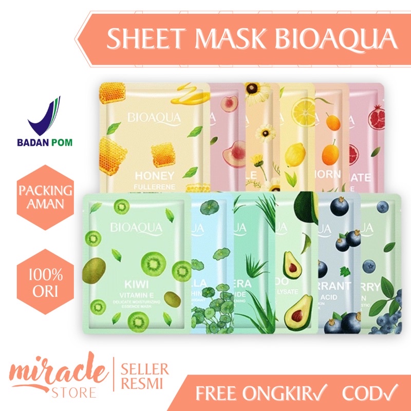 READY SHEET MASK BIOAQUA BPOM ORIGINAL MASKER WAJAH TOPENG SHEETMASK BY BIOAQUA