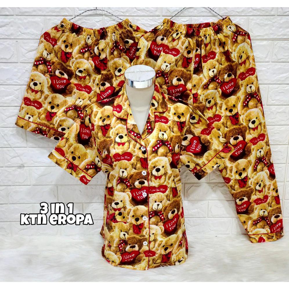 hokyfashion PIYAMA/BAJU TIDUR CP 3 IN 1 POOH HAPPY-3