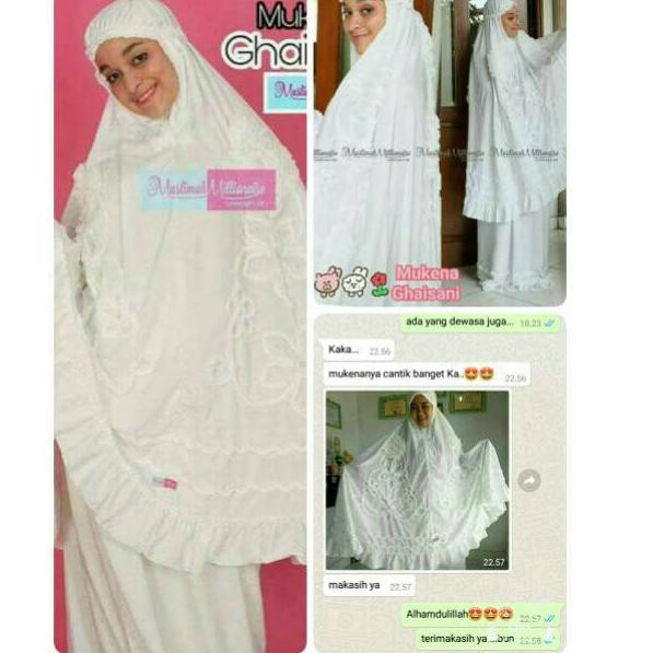 ➩ mukena putih | mukena putih polos | Mukena dewasa| mukena satin rosella | mukena GHAISANI ➧
